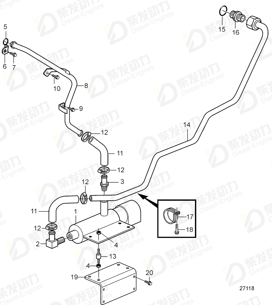 VOLVO Overhaul kit, cylinder head 3840397 Drawing VOLVO Overhaul kit, cylinder head 3840397 Drawing